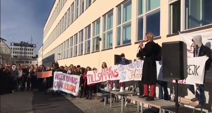 Швед сурагчид монгол хүүгийн төлөө жагсаж байна